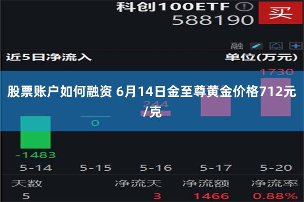 股票账户如何融资 6月14日金至尊黄金价格712元/克