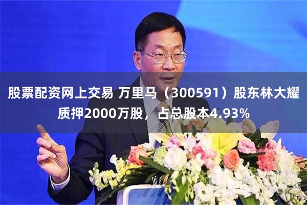 股票配资网上交易 万里马（300591）股东林大耀质押2000万股，占总股本4.93%