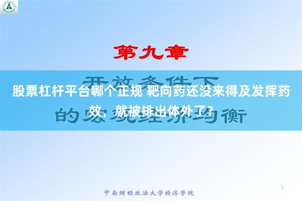 股票杠杆平台哪个正规 靶向药还没来得及发挥药效，就被排出体外了？