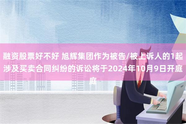 融资股票好不好 旭辉集团作为被告/被上诉人的1起涉及买卖合同纠纷的诉讼将于2024年10月9日开庭