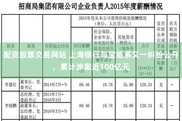 配资股票交易网站 上海银行与宝能系又一纠纷公开，累计涉案近100亿元