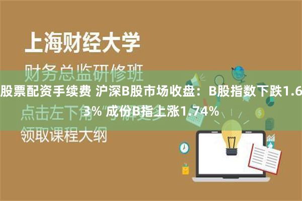 股票配资手续费 沪深B股市场收盘：B股指数下跌1.63% 成份B指上涨1.74%