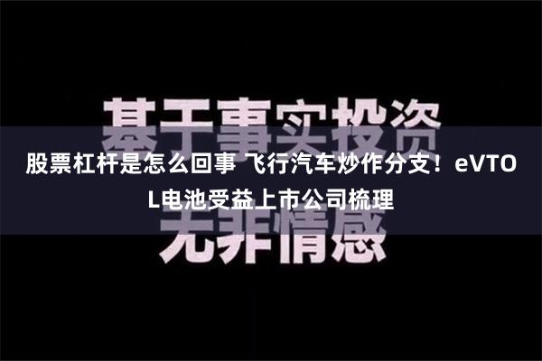 股票杠杆是怎么回事 飞行汽车炒作分支！eVTOL电池受益上市公司梳理