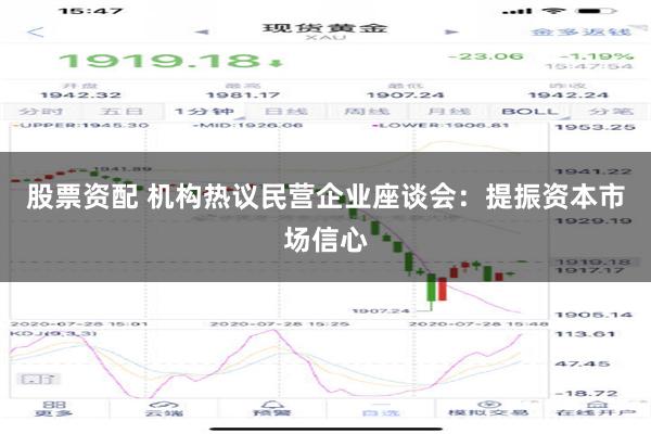 股票资配 机构热议民营企业座谈会：提振资本市场信心
